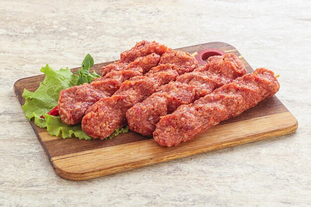 Raw beef kebab minced meat