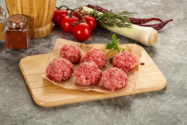 Raw beef meatball minced meat