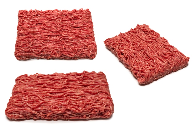 Raw beef minced meat surface. Top view.