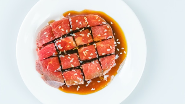 Raw beef on a plate 