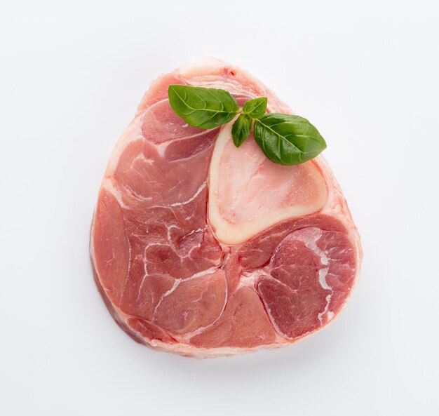 Raw beef and pork meat on the white background.