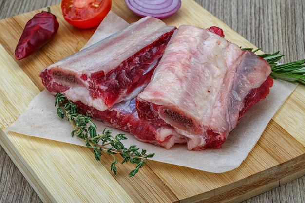 Raw beef ribs