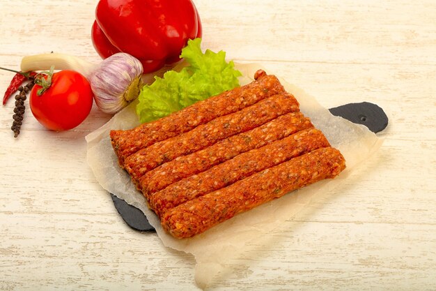 Raw beef sausages