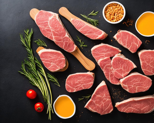 raw beef steak on wooden background