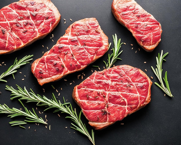 raw beef steak on wooden background