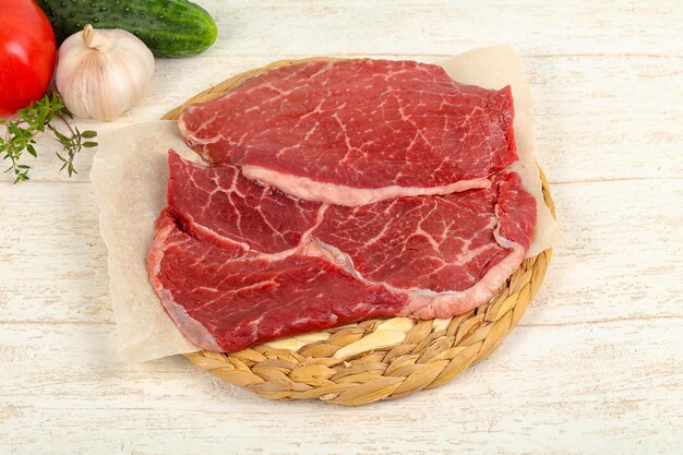 Raw beef steak