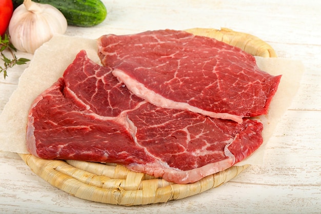 Raw beef steak