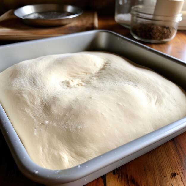 Тесто для сырого хлеба сформировано и помещено в форму для хлеба Генеративный ИИ