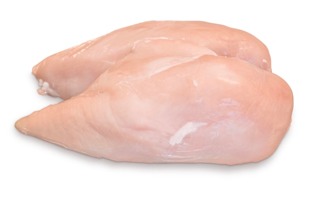 Фото Сырое мясо курицы-бройлера, выделенное на белом фоне
