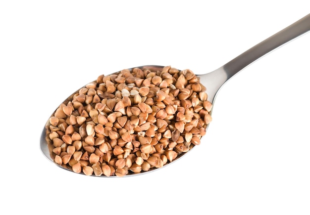 Raw buckwheat isolated on a white background