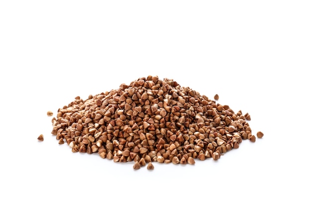 Raw buckwheat on white