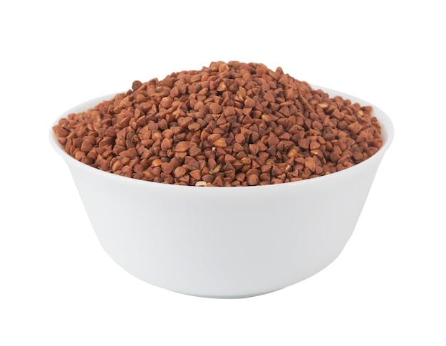 Raw buckwheat on white