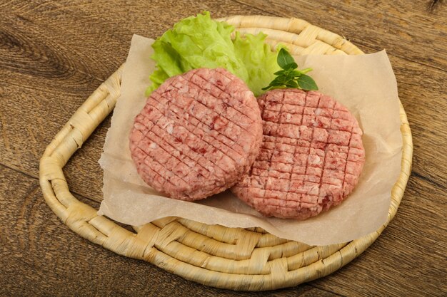 Raw burger cutlet