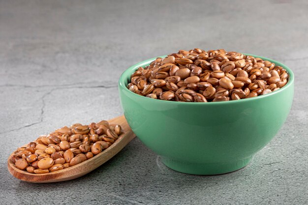 Raw carioca beans on the table