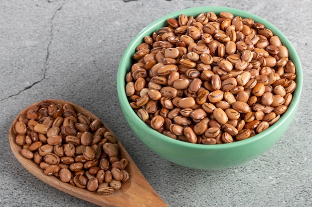 Raw carioca beans on the table