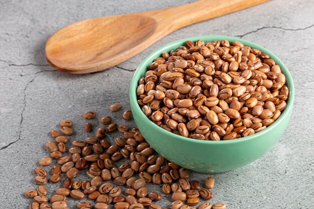 Raw carioca beans on the table