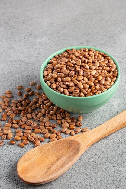 Raw carioca beans on the table