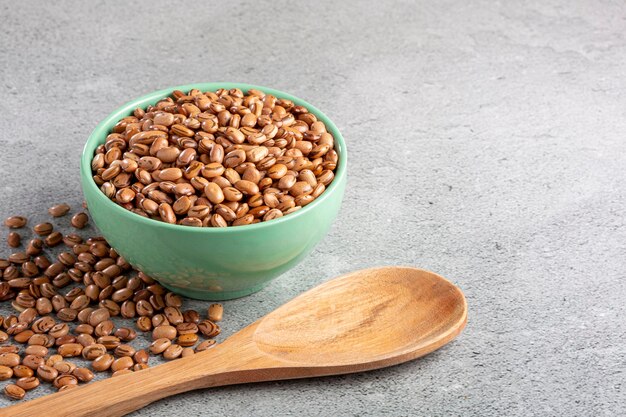 Raw carioca beans on the table