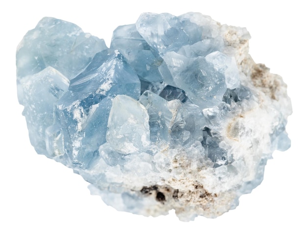 Photo raw celestite mineral crystals isolated