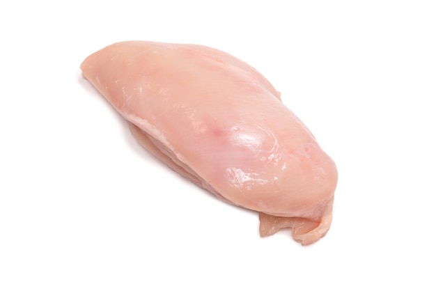 Photo raw chicken fillet isolated on white background.