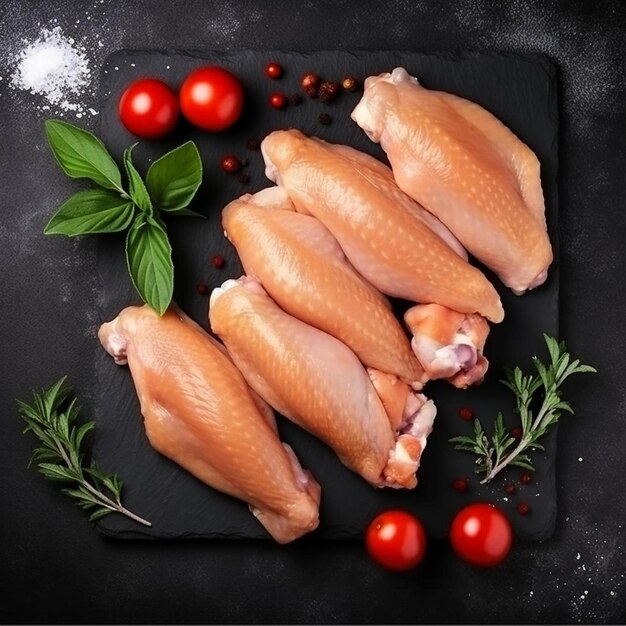 raw chicken meat fillet thigh wings and legs top view banner for site design