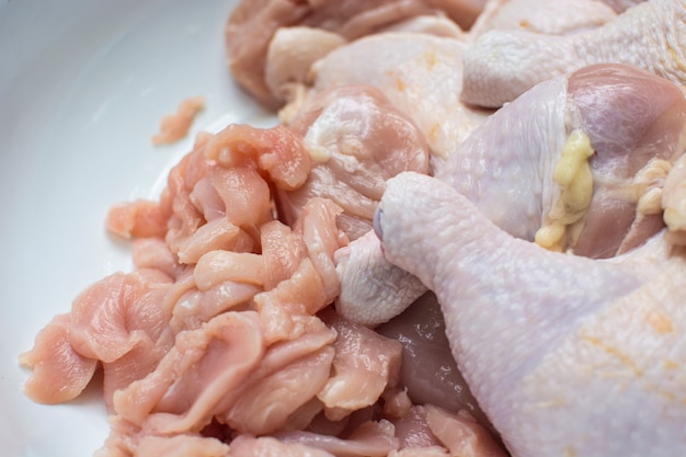 raw chicken slicing in the bowl.