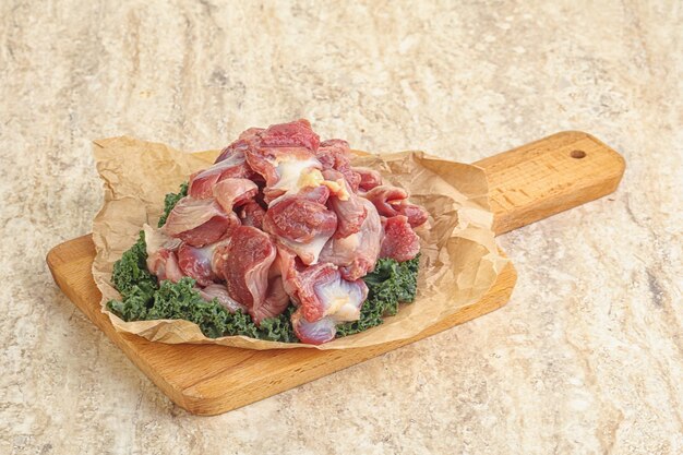 Photo raw chicken stomach for cooking