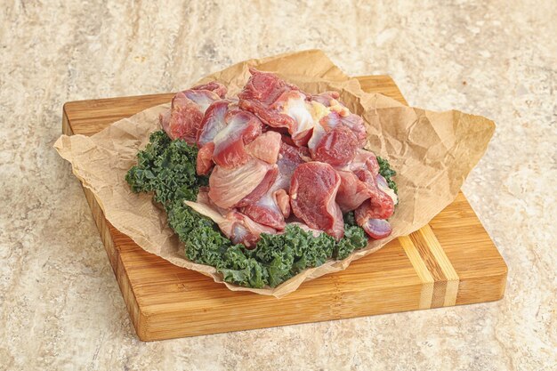 Photo raw chicken stomach for cooking