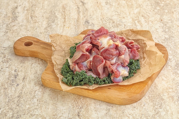 Photo raw chicken stomach for cooking