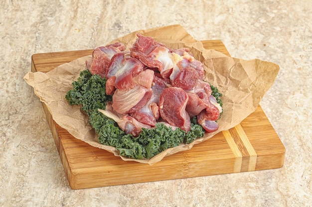 Photo raw chicken stomach for cooking