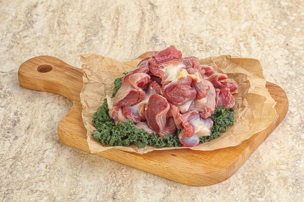 Photo raw chicken stomach for cooking