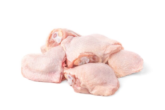 Raw chicken thigh isolated on white