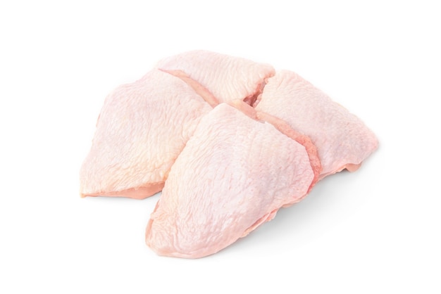 Raw chicken thigh isolated on white