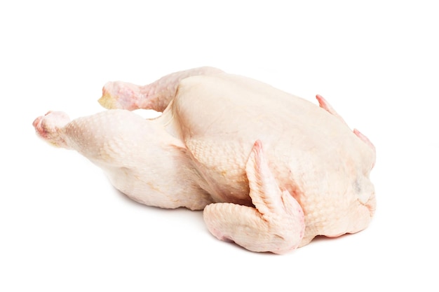 Raw chicken on a white background