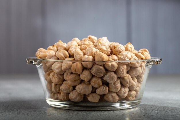 Raw chickpeas in the bowl