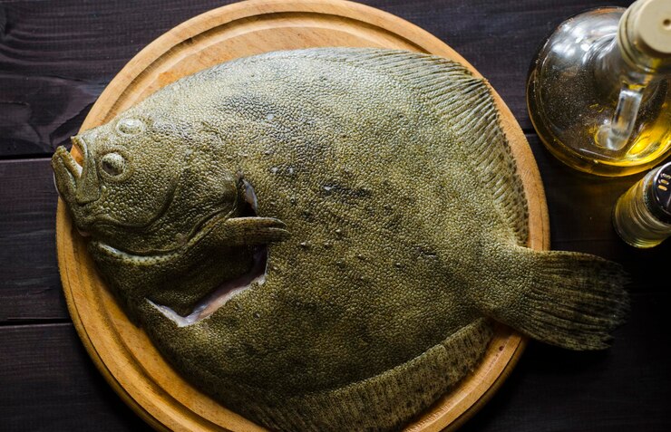 Photo raw cleaned whole flounder fish ready for cooking