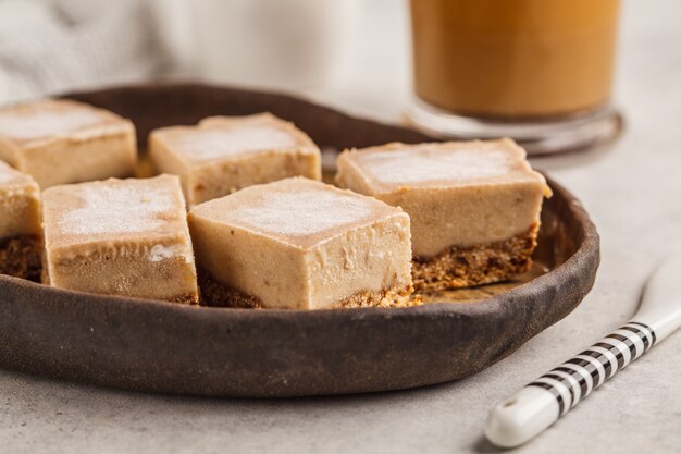 Raw coffee fudge bars. Healthy dessert.