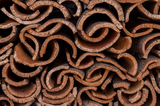 Raw cork planks stacking