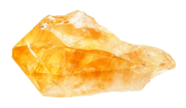 Photo raw crystal of citrine gemstone isolated