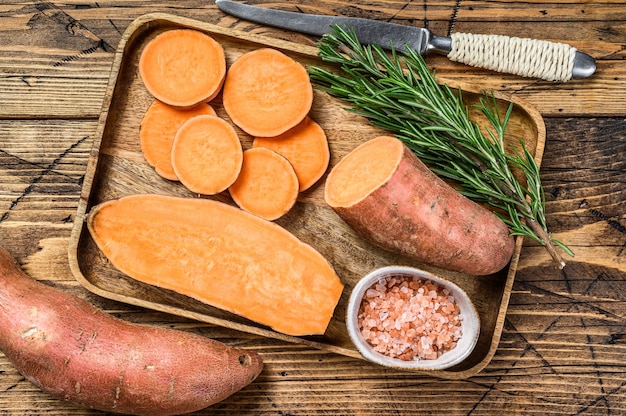 Raw cut yam Sweet potato.