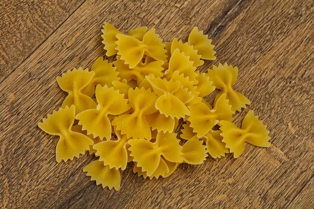 Raw dry farfalle pasta for cooking