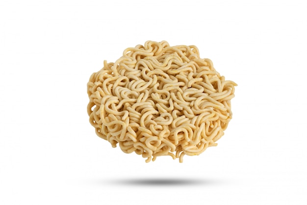 raw dry noodle on white background