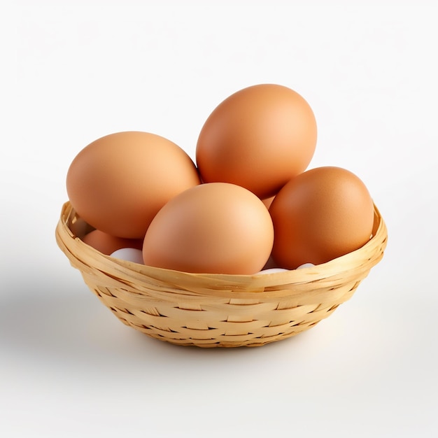 Raw eggs in basket