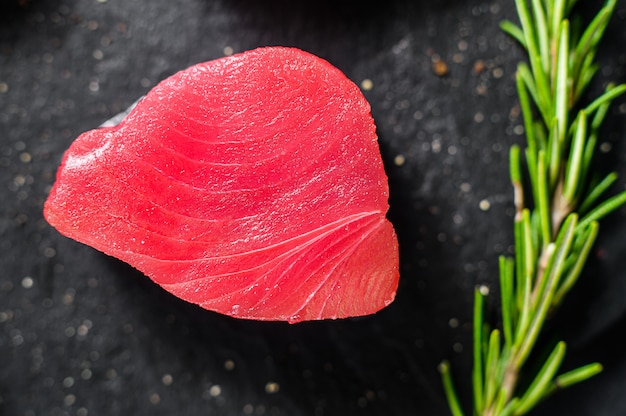 Raw fillet steak tuna. Close up