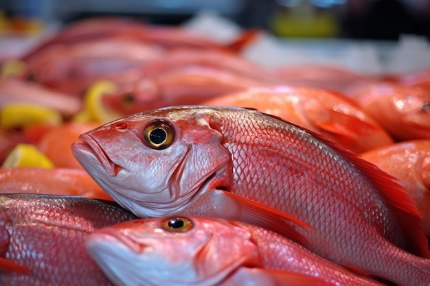 Raw fish on market