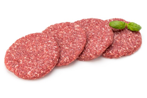 Raw fresh hamburger meat isolated on white