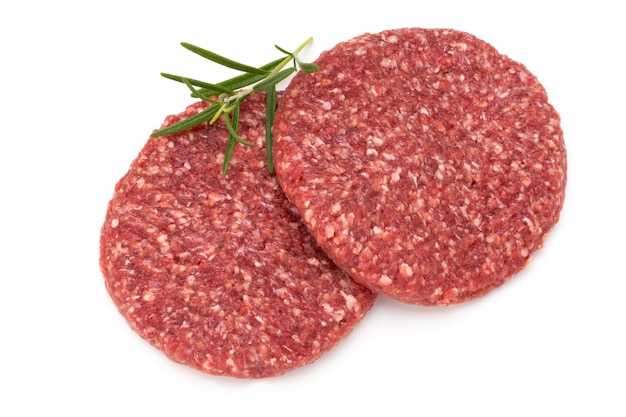 Raw fresh hamburger meat isolated on white.