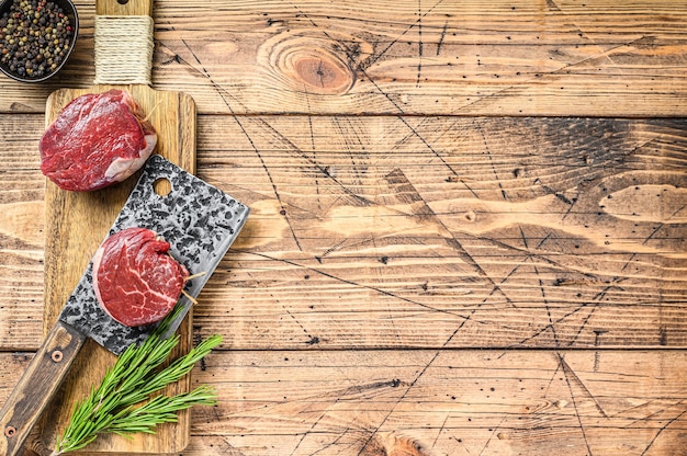 Photo raw fresh marbled meat steak fillet mignon