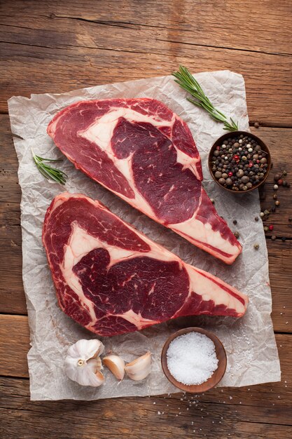 Raw fresh marbled meat Steak Ribeye.