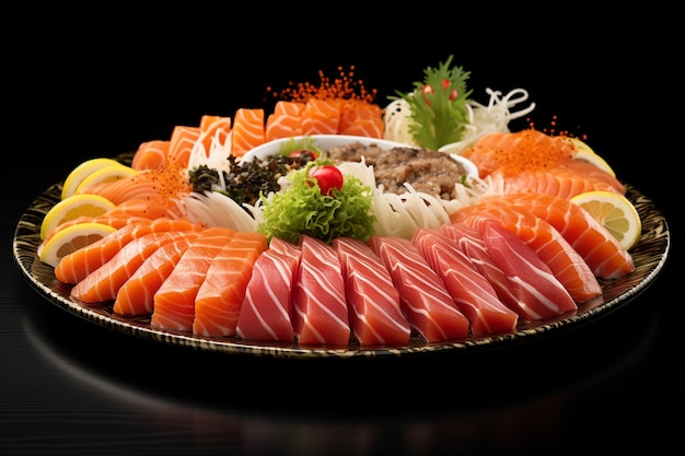 Raw and fresh mixed sashimi with salmon